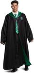 Harry Potter Robe, Deluxe Wizarding World Hogwarts House Themed Robes for Adults, Movie Quality Dress Up Costume Accessory, Black & Green, Adult XL (42-46)