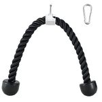 weyleity Tricep Rope Push Pull Down Rope Cord Heavy Duty Workout Home Cable Attachment Handle Gym Press Tension Nylon Rope, 27 Inch (Black)