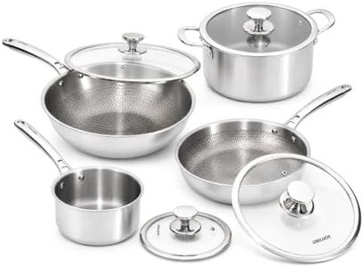 Useluck Titanium Cookware set 8pcs, Pure Titanium pan for cooking with Lid