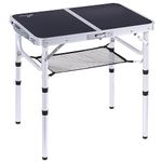 Sportneer Folding Camping Table, Adjustable Height Small Folding Table Portable Camp Tables (23.6" L x 15.7" W (3 Height)) with Mesh Layer for Outdoor Camp Garden Picnic BBQ Dining Cooking