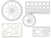 Artonezt Plastic Circle Master, Pro Circle Big and Small, Hyperbola- Parabola Template, Geometry Template, Drafting Scale Ruler (Set of 5)