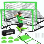 Kids Soccer Goals for Backyard, 2 of 6 x 4 ft Kids Soccer Goal Set Soccer Net with 10 Soccer Cones, Agility Ladder & Carry Bag, Portable Soccer Training Equipment, Suitable Soccer Goal for Kids 1-18