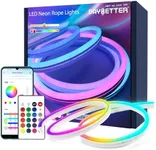 DAYBETTER RGB Smart IC LED Neon Rope Lights,16.4 FT Neon Strip Lights with Bluetooth App Remote Control, IP67 Waterproof Flexible DIY Design, Music Sync, for Gaming Indoor Outdoor Decor