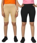 KYDA® Girls's Stretchable Anti Bacterial Cycling Shorts, Yoga & Workout Gym Shorts (Combo8_ 11-12 Yr) (Pack of 2)