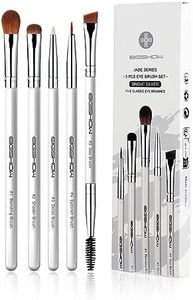 EIGSHOW Set di 5 pennelli per trucco occhi, pennello per eyeliner, pennello per sopracciglia, set di pennelli per ombretto (bianco)
