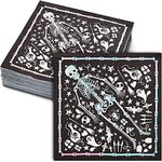 Spooky Central 50 Pack Skeleton Coffin Halloween Paper Napkins, Halloween Party Supplies, Disposable, Bulk, 3-Ply Cocktail Napkins for Skull-Themed Parties and Events, Absorbent and Soft (6.5 In)