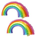 Rainbow Balloons Pastel Rainbow Foil Balloons 32" Giant Rainbow Shaped Birthday Balloon for Rainbow Theme Birthday Party Baby Shower Decor 2PCS