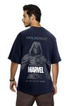 Bewakoof Official Marvel Merchandise Moon Knight Men's Graphic Printed Oversized Fit Half Sleeve Round Neck Cotton Jersey T-Shirt_537232_Blue_S