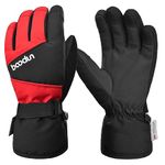 Azarxis Kids Winter Gloves Cold Weather Thinsulate Snow Ski Glove for Boys Girls (Black & Red, Large/XL)