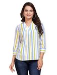 Vorhiza Women's Printed Regular Fit Shirt (117_White_2XL)