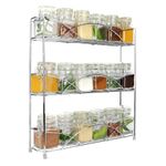 Herb & Spice Rack 3 Tier in Chrome | Free Standing Non-Slip Organiser | Modern Design Kitchen & Pantry Storage Solution | Up to 18 Spice Jars | M&W