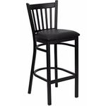 Flash Furniture 2 Pk. Hercules Series Black Vertical Back Metal Restaurant Barstool - Black Vinyl Seat