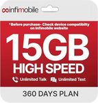 $12.50/Month | Infimobile Prepaid Unlimited Plan: 12 Months | 15GB High-Speed Data Per Month | Unlimited Data Talk & Text | Prepaid Plan Service SIM Card | Nationwide Coverage | 4G, 5G Network