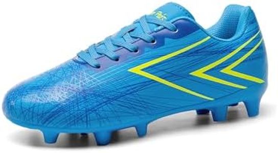 DREAM PAIRS Boys Girls Soccer Cleats Kids Youth Firm Ground Football Shoes for Little/Big Kid,Size 4 Big Kid,Blue,KKUMSO2509