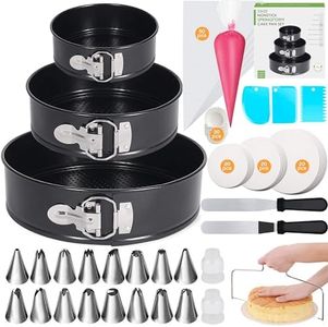 Hikolvol 167Pcs Springform Pans Set, Nonstick Leakproof Round Cake Pans Sets Include 6/8/10 Inch Cheesecake Pan with Removable Bottom and Cake Decorating Kit Supplies, Spring Form Pan for Cheesecake