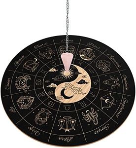 INFUNLY Wooden Pendulum Board Yin Yang Twelve Constellations Witch Dowsing Divination Planchette Board 7.9" Wooden Ouija Boards Metaphysical Message Board for Beginners, Witchcraft Altar