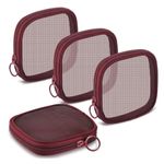 MAYCREATE® 4pcs Mesh Makeup Pouch Small Zipper Cosmetic Bags for Women 4.7'' Square Fashion Lipstick Pouches for Women, Nylon Mini Cash Toiletry Organizer Bag for Daily Accessories - Wine Red