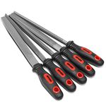 DNA Motoring TOOLS-00096 5 PCs 12 Inches Heat-Treated Steel Double Cut Serration Pattern Bastard Files Tool Set