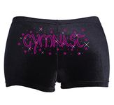 CrystalsRus 9-11 Years Pink Gymnast Diamante Dance Shorts Leotard Black Stretch Velvet Ballet(K) By Varsany