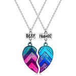 MJartoria BFF Necklaces for 2-Split Heart Best Friends Forever Rainbow Colored Mermaid Tail Pendant Friendship Gifts Girls BFF Necklaces(Blue-Heart Shaped Necklace)