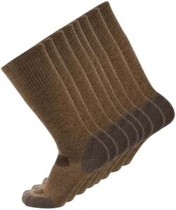 GRIP6 Wool Boot Socks - Pack of 8 Medium Merino Wool Socks Made in the USA - Lightweight Wool Hiking Socks - Warm Boot Socks for Men and Women - Cold Weather Gear (Coyote)
