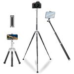 Mobile Phone Tripod, COMAN Tripod for Smartphone, Monopod with 360° Ball Head, Generic 1/4 Inch Thread, Load Capacity 3 kg, Aluminium Alloy Compact Camera Tripod Ideal for Selfies, Travel and Macro