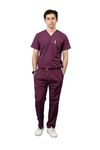 VastraMedwear Men's Scrub Suit for Doctors l Comfortable Breathable and Perfect Fit| 6 Pockets Medical Scrub Suit| Ideal for Doctors Nurses Dentists & Healthcare Professionals | Wine | S