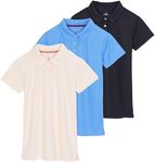 Womens Dry Dri Fit Active Athletic Short Sleeve Collar Top Golf Tennis Polo Shirt T Shirt Button Up Collared Moisture Wicking