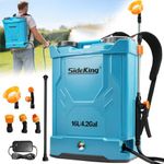 SideKing Knapsack Sprayer 16L - Electric Garden Sprayer with 120 PSI Powerful Pressure, 4000mAh Long Runtime Battery, Dual Wands, Comfort Back Pad, Backpack Sprayer for Lawn, Weed, Patio (Charger Inc)