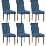 Yaheetech Set of 6 Dining Chairs Upholstered High Back Soft Padded Seat Side Fabric Chairs for Kitchen Living Room, Blue