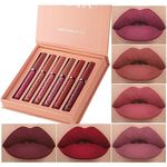 6 Pcs Matte Liquid Lipstick Set Nude Lip Gloss Non-Stick Cup Not Fade Waterproof Long Lasting Lip Sticks Gift For Make Up Women (Set A)