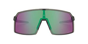 Oakley Men UV Protected Rectangular Sunglasses (Green Lens/ Grey Frame, 37 mm)