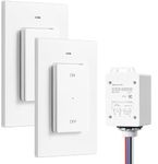 DEWENWILS Wireless Light Switch and Receiver Kit, 15A High Power 3 Way Remote Light Switch, No Wiring & 100FT Range, Remote Light Switches Wireless, Wireless Switches for Lights, Fan, Lamp
