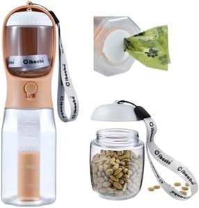 Cibaabo Dog Water Bottle with Food Container & Poop Bag Holder, Travel Water Bowl, Portable Pet Dispenser, Dog Stuff Accessories Items, Puppy Essentials Necessities for Yorkie Chihuahua Walking Hiking