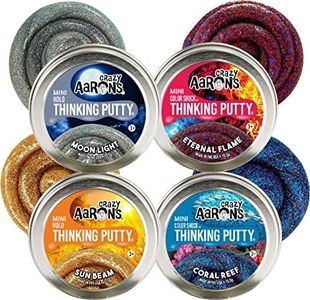 Crazy Aaron's Thinking Putty Color Shock & Holo Mini Tins (.47oz Each) Sun Beam, Coral Reef, Eternal Flame & Moonlight Gift Set Bundle - 4 Pack