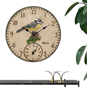 Outdoor Thermometer Clock | Wall Clock Waterproof Wall Clock - Indoor Outdoor Thermometer Clock, Waterproof Wall-Mounted Thermometer Clock for Patio Garden Yard, 12 Inch Matx-au