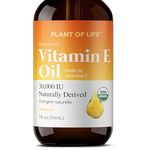 Vitamin E Oil by Plant of Life | 100% Pure, Naturally Derived | Non-GMO Verified | Face, Skin, Hair, Hydrate, Moisturize | Natural D-Alpha Tocopherol