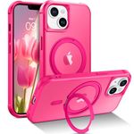 BENTOBEN for Magnetic iPhone 14 Plus Case, Phone Case iPhone 14 Plus [Compatible with MagSafe] Rotatable Ring Holder Kickstand Design Shockproof Protective Women Men Girls Boys Cover, Hot Pink Design