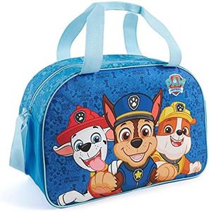 PERLETTI Bolsa Deporte Infantil Niño Paw Patrol con Bandolera - Bolso Deportivo para Niños Viajes y Tiempo Libre con Estampa Chase Marshall y Rubble - Mochila Gimnasio para Pequeños Azul - 28x41.5x21