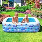 COOZi 2m Inflatable Paddling Pool for Kids - Easy to Use Rectangular paddling Pool for Toddlers - Ocean Life Swimming Pool for kids Outdoor Backyard - Deep Blow Up Paddling Pool for Kids Large - Blue