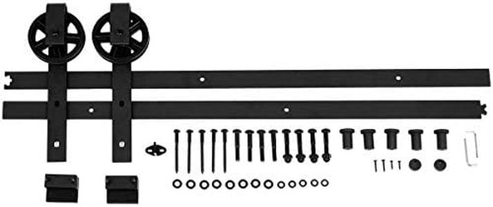 Amazon Basics Sliding Barn Door Hardware Kit, 2.01 meters, Big Wheel, Black