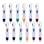 24 Packs Shuttle Pens Retractable Ballpoint Pens 4-in-1 Retractable Multicolor Pens Neon Color Pens with Buckle Keychain