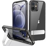 JETech Case for iPhone 12/12 Pro 6.1-Inch with Stand, Support Wireless Charging, Slim Shockproof Bumper Phone Cover, 3-Way Metal Kickstand (Black)