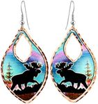 FRONT LINE JEWELRY Artisan-crafted Moose Earrings for Women Featuring a Beautiful Alaska Northern Lights Backdrop - Moose Jewelry - Alaska Earrings -Moose Themed Gifts for Moose Enthusiasts, Copper,