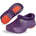 ELMs Waterproof Slip Resistance Fur Lined Work Shoes, Chef Clogs, Nurse Shoes, Winter Garden Shoes Outdoor Shoes for Women and Men Unisex (Purple, numeric_8_point_5)