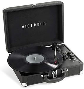 Victrola Journey+ Bluetooth Suitcase Record Player – Built-in Speakers, 33-1/3, 45 & 78 RPM Vinyl Record Player, RCA Out, Headphone Jack, Wireless Streaming (Black)