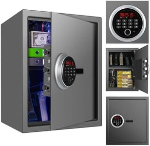 Biometric Safe Box, Fingerprint Cabinet Gun Safe With Time, Humidity, Temperature Display, Perfect for Home/Office/Hotel, 13.75 x 13 x 15 Inches