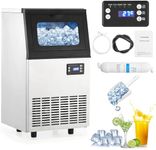 Commercial Ice Maker Machine, 110LBS/24H Commercial Ice Machine with 18LBS Ice Bin and Water Filter, Scoops Included, Under Counter Ice Maker Machine for Home, Restaurant, Coffee, Bar