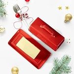 Bruntmor Ceramic Butter Dish with Lid. Butter Holder/ Tray/ Storage with Lid and Handle. Porcelain Butter Keeper for Countertop. Butter Dish with Cover in Red Color.