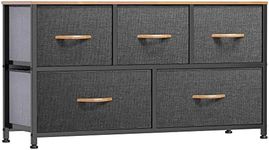 YITAHOME Dresser with 5 Drawers - Fabric Storage Tower, Organizer Unit for Bedroom, Living Room, Closets - Sturdy Steel Frame, Wooden Top